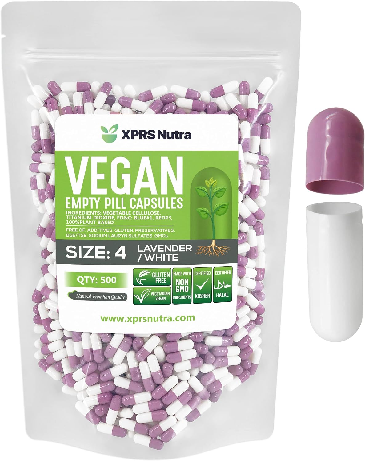 XPRS Nutra Size 4 Empty Capsules - 100 Count Small Clear Empty Vegan Capsules - görsel 6