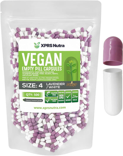 XPRS Nutra Size 4 Empty Capsules (500 Count) – Clear Vegan Pill Capsules