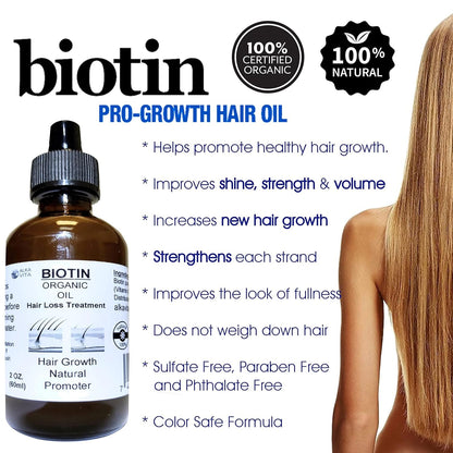 Biotin Pure Organic Oil Hair Treatment with Peanut Oil and Silica