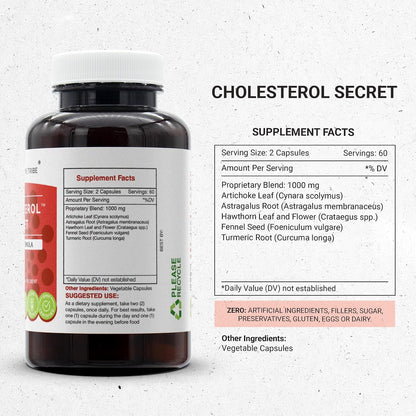 Secrets of the Tribe – Cholesterol Secret, Blood Lipid Formula, Herbal Supplement Blend (120 Capsules)