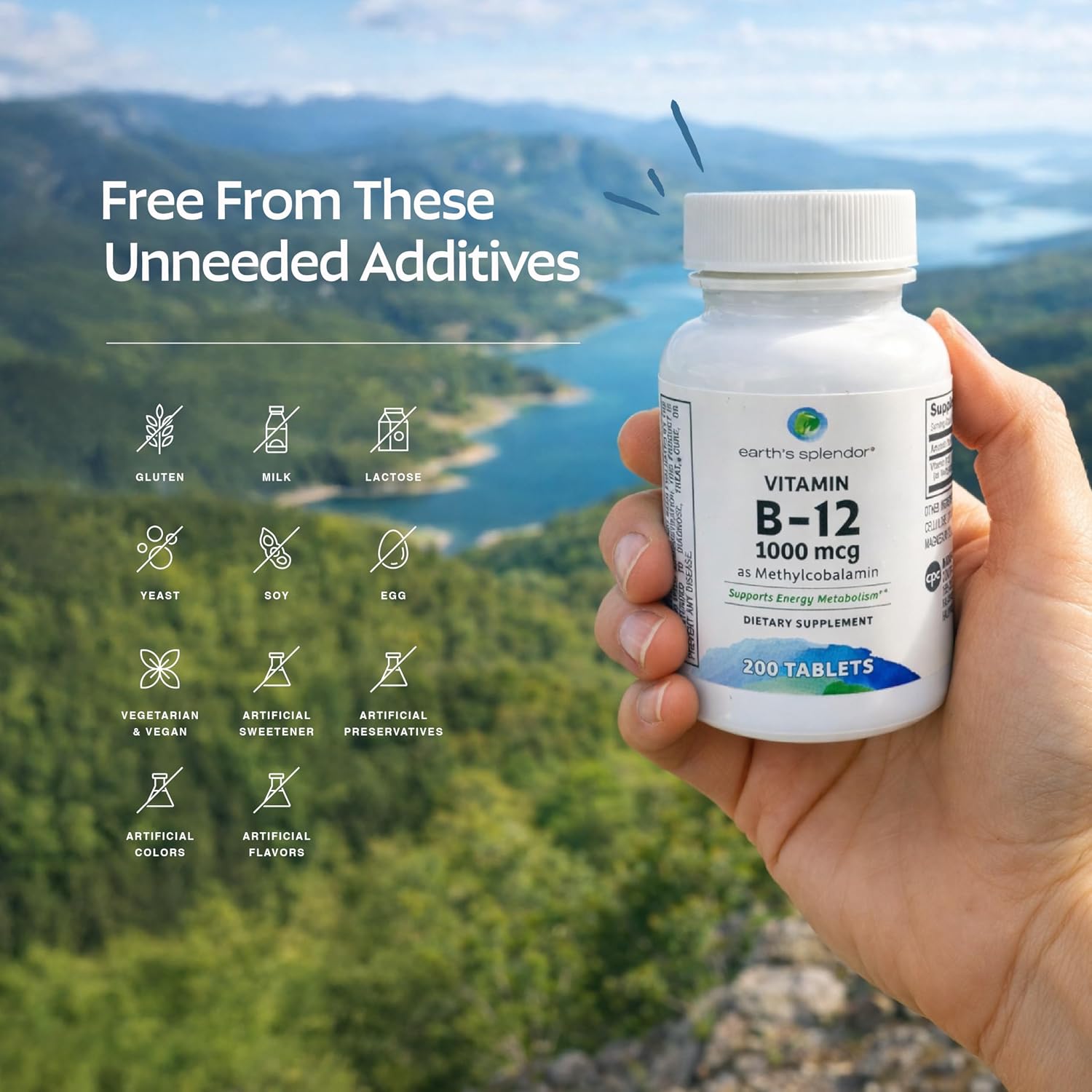 Earth's Splendor Energy and Muscle Support: Vitamin B12 (1000mcg) and Magnesium (500mg) Supplement - görsel 6