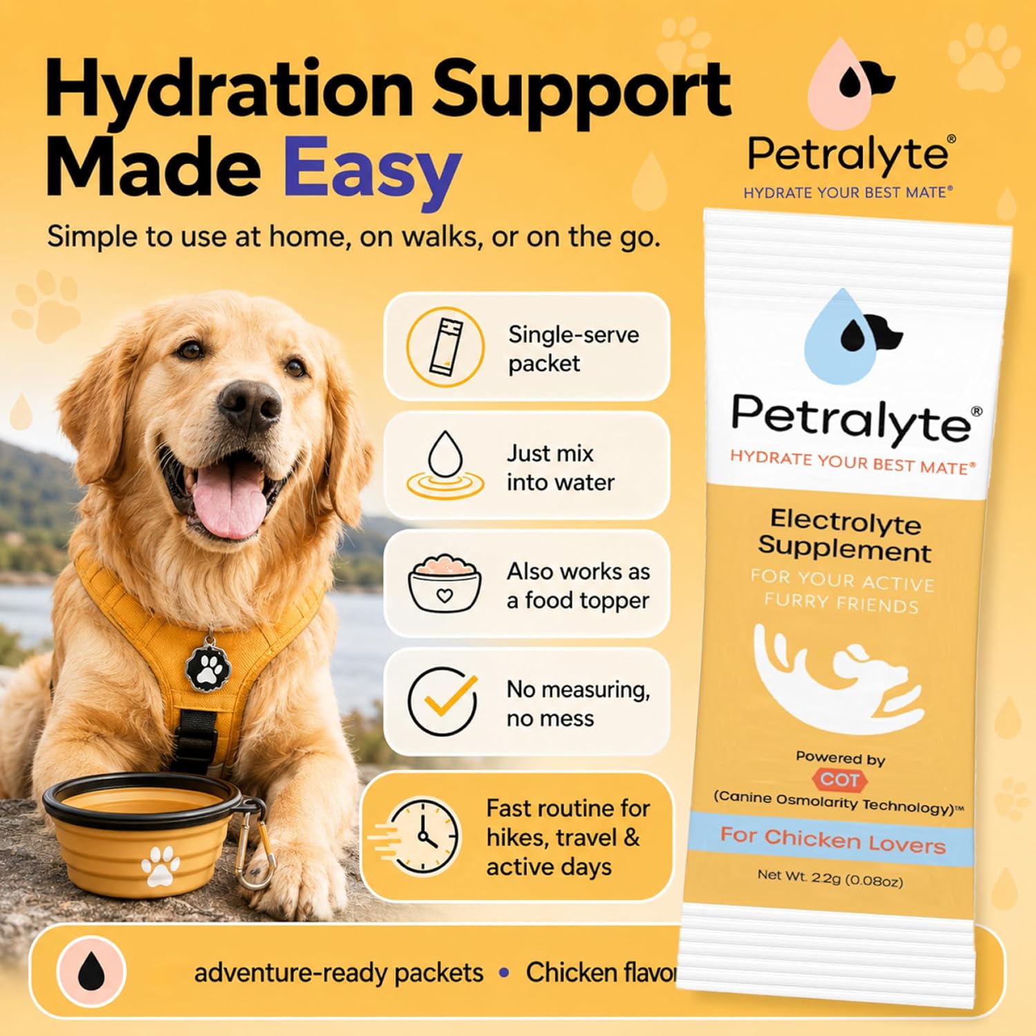 Petralyte Dog Electrolytes and Joint Supplement | Hydration Support with Glucosamine, Chondroitin & More | Electrolytes for Dogs with Prebiotics | Chicken Flavour | 16 Packets - görsel 2