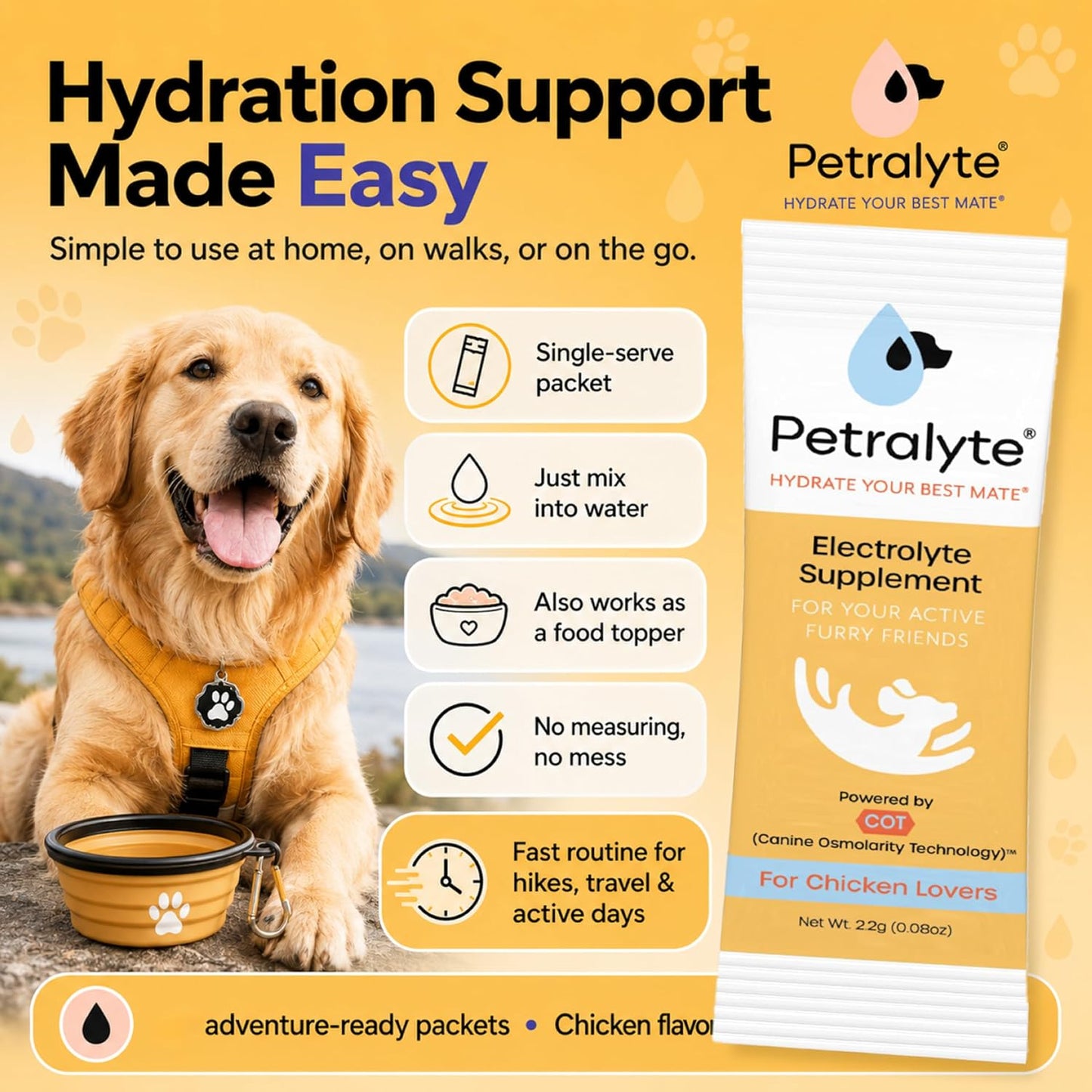Petralyte Dog Electrolytes and Joint Supplement – Hydration Support with Glucosamine, Chondroitin & More – Chicken Flavour – 32 Packets - görsel 2
