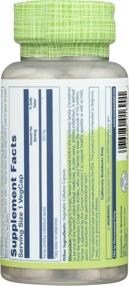 SOLARAY True Herbs Yarrow 320mg, Whole Aerial - Herbal Food Supplement for Wellbeing Support