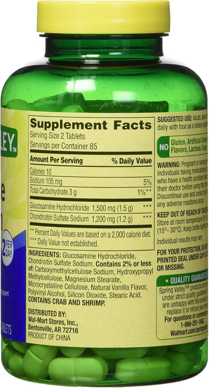 Spring Valley Glucosamine Chondroitin Triple Strength, 340 Tablets (Twin Pack)