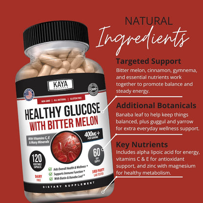 Kaya Naturals Healthy Gluco with Bittermelon Capsules - 120