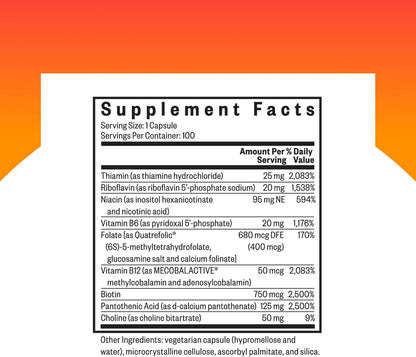 Seeking Health B Complex Plus – Vitamin B Supplement with Choline and Riboflavin – 100 Capsules