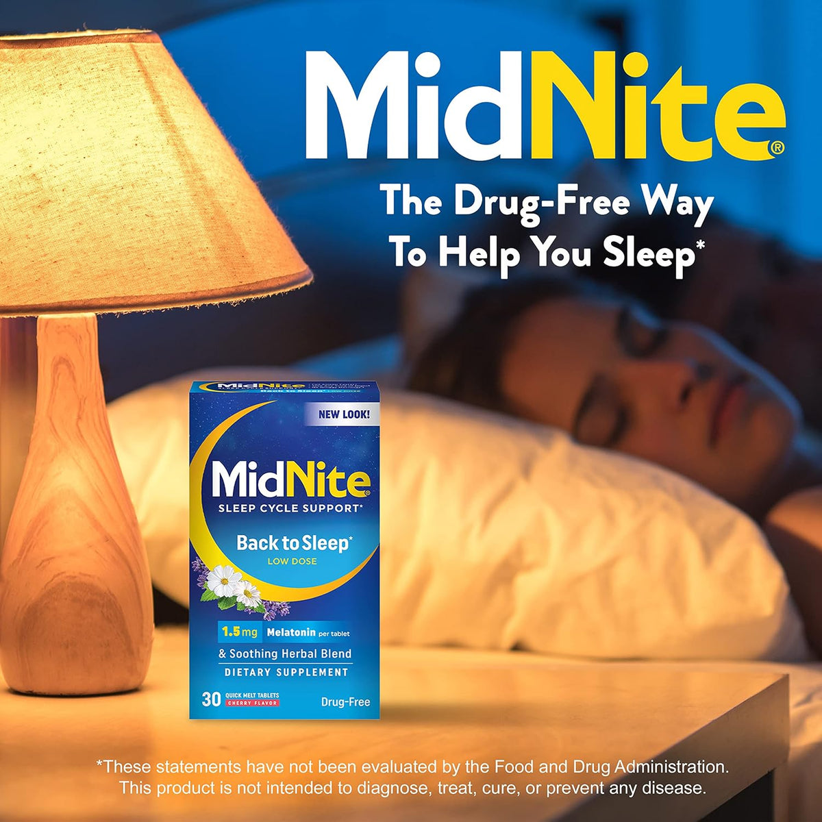 MidNite Back to Sleep Low Dose Melatonin Sleep Aid – 1.5 mg Quick Dissolve Tablets, 30 Tablets - görsel 2