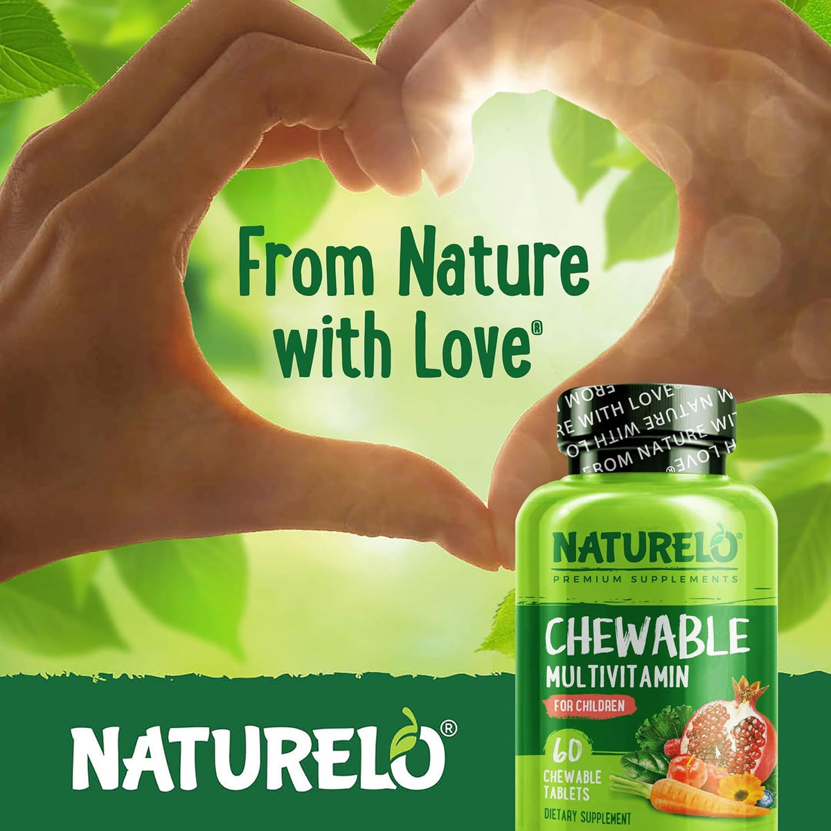 NATURELO Chewable Multivitamin for Children - 60 Tablets - Organic Fruit Blend - görsel 7