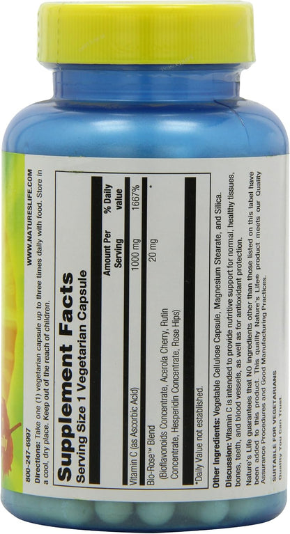 Nature's Life Vitamin C 1000 mg Capsules, 100 Capsules