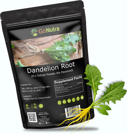 Go Nutra Dandelion Root Powder - Concentrated 10:1 Extract, Caffeine Free, Non-GMO, Vegan (454g)