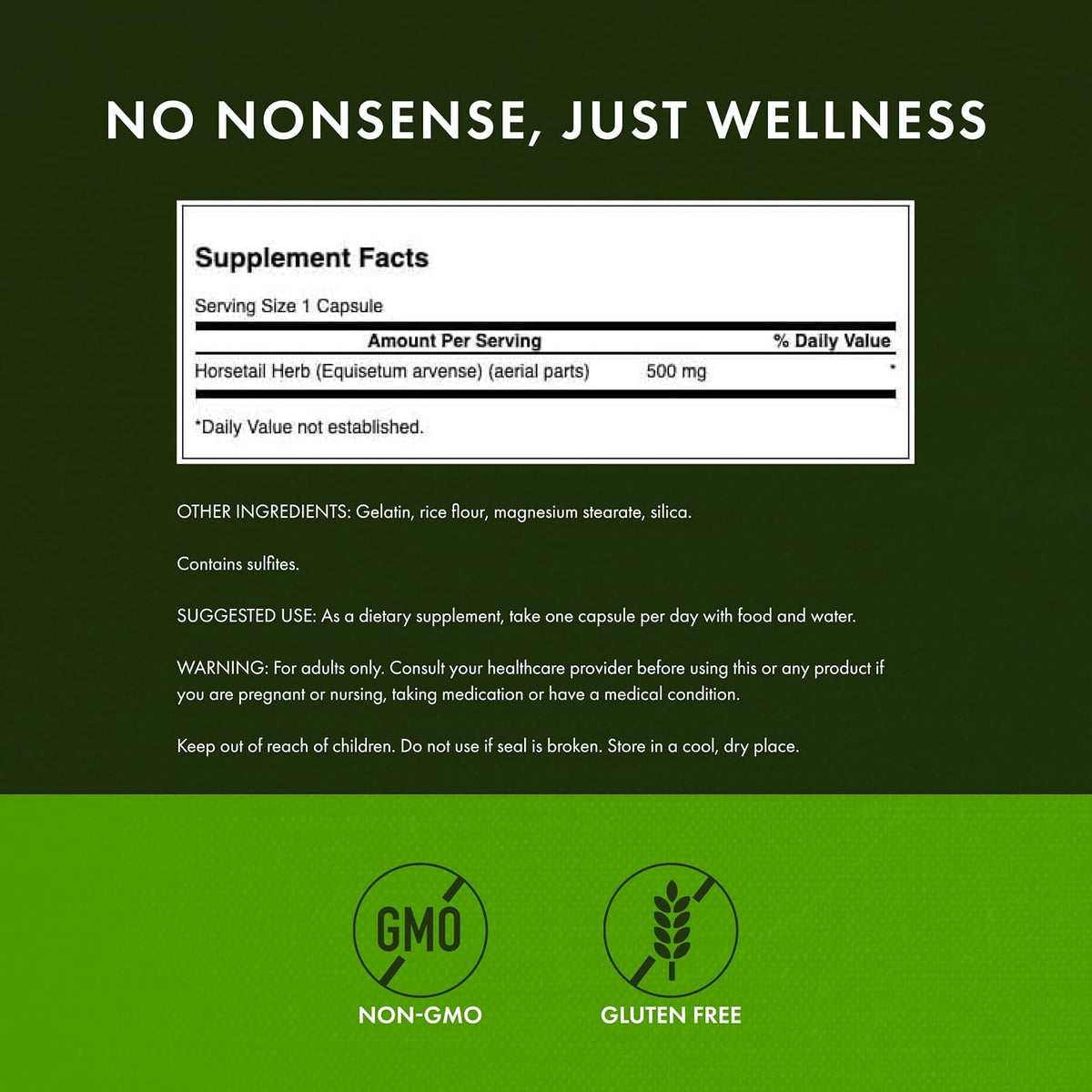 Swanson Horsetail - Herbal Supplement for Healthy Hair, Skin & Nails - 500 mg, 90 Capsules - görsel 2