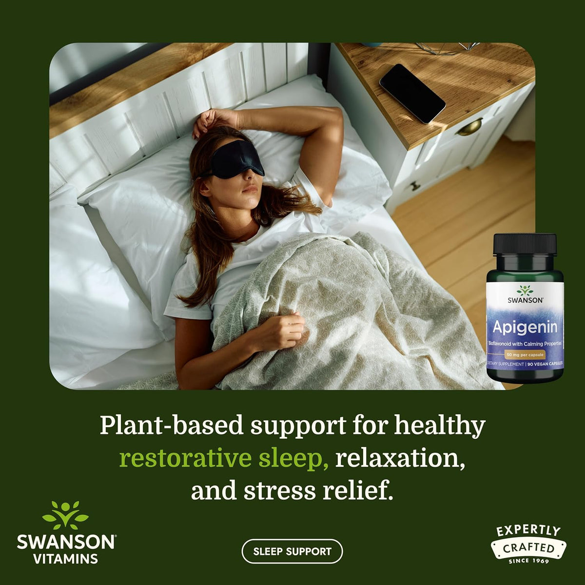 Swanson Apigenin 50 mg – Sleep and Relaxation Supplement – 90 Capsules - görsel 2