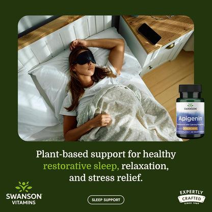 Swanson Apigenin 50 mg – Sleep and Relaxation Supplement – 90 Capsules
