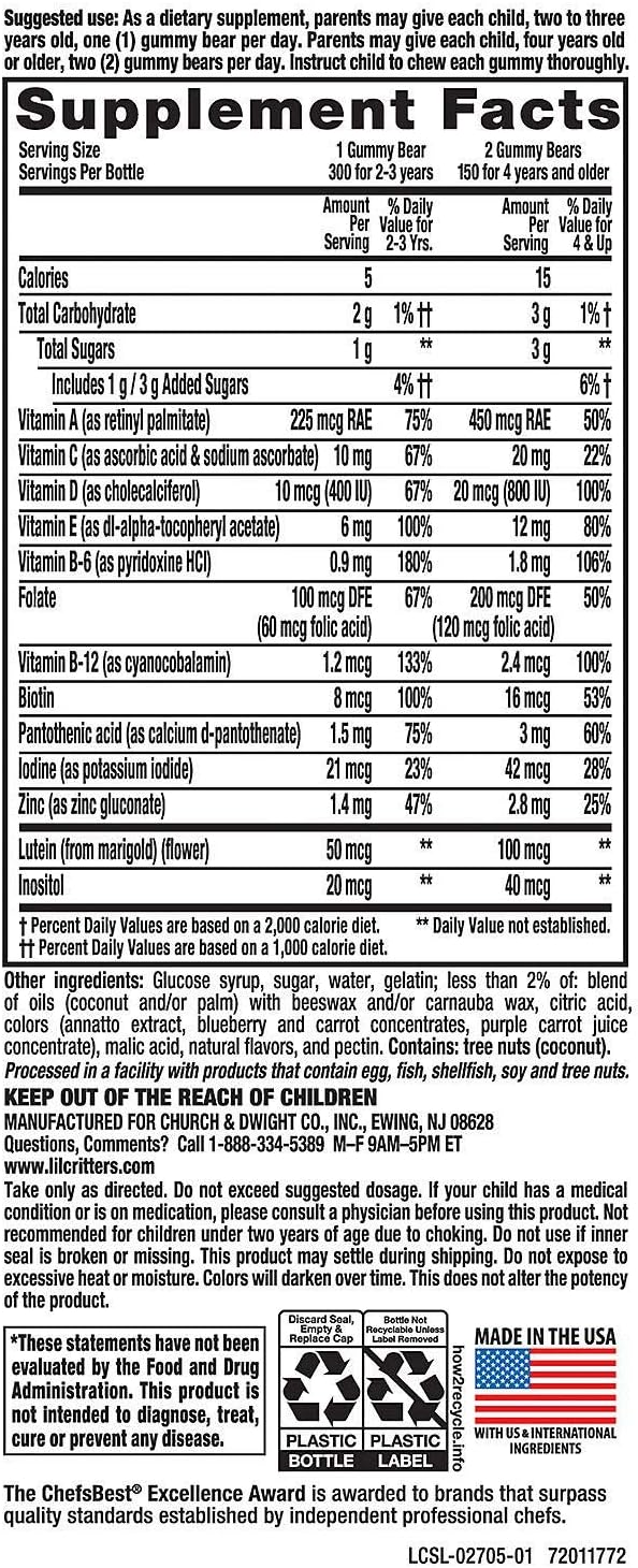 Lil Critters Gummy Vites Children's Chewable Gummy Bear Multivitamin, 300 Count - görsel 2