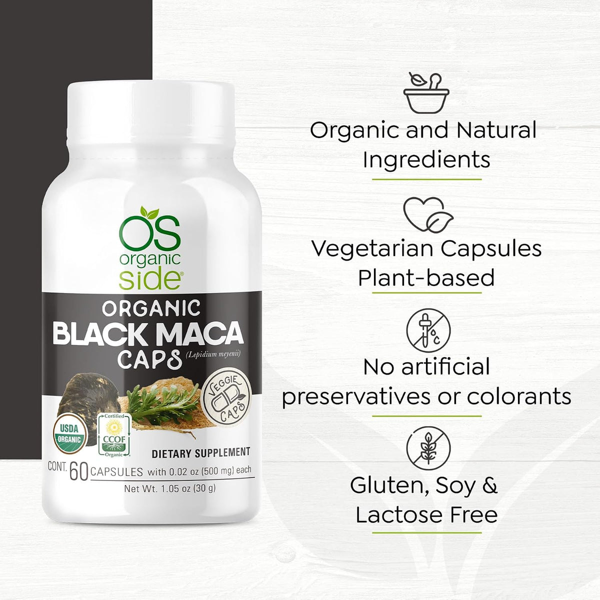 Organic Black Maca 60 Capsules | Natural Supplement with Black Maca Root Powder | Plant-Based Capsules for Energy, Vitality, and Hormonal Balance - görsel 4