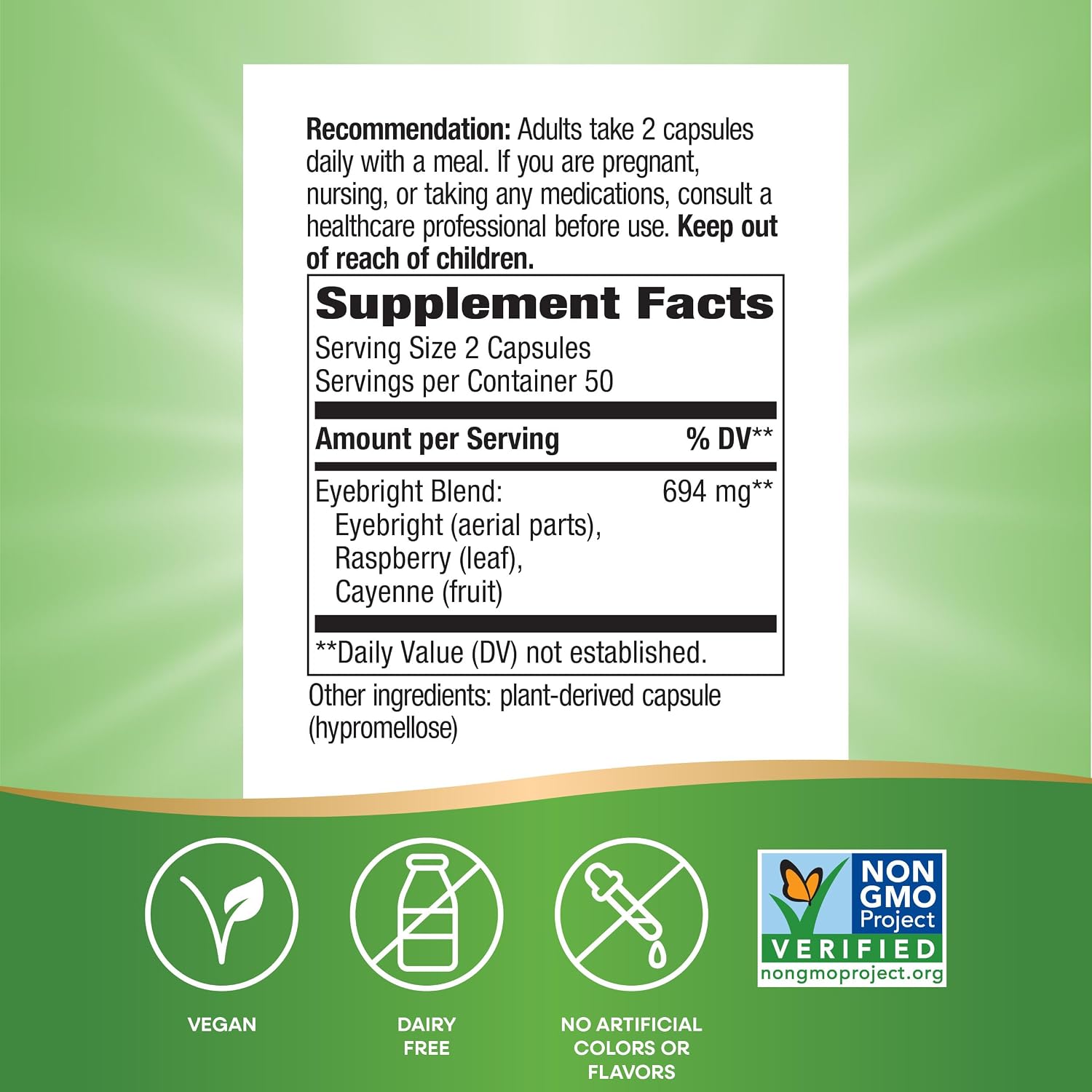 Nature's Way Eyebright Herb Premium Blend, 100 Capsules - görsel 5