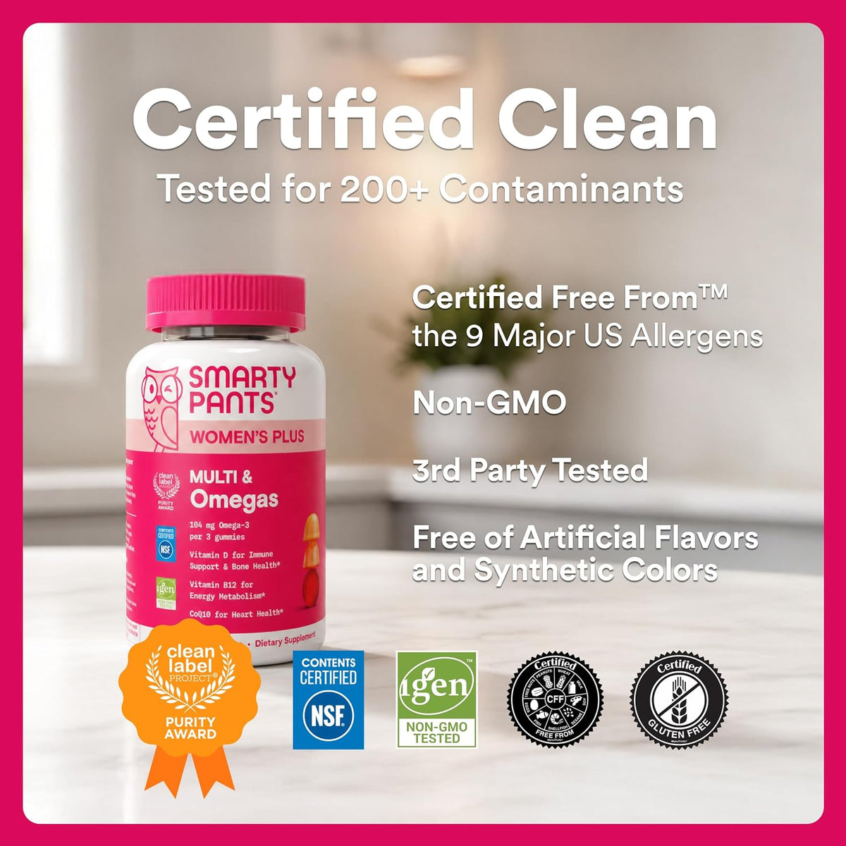 SmartyPants Women's Multivitamin Gummies, Omega-3 DHA/EPA, Methylfolate, CoQ10, Vitamin D3, C, B12, B6, A, K, Zinc, Three Fruit Flavours, 90 Count (30 Day Supply) - görsel 8