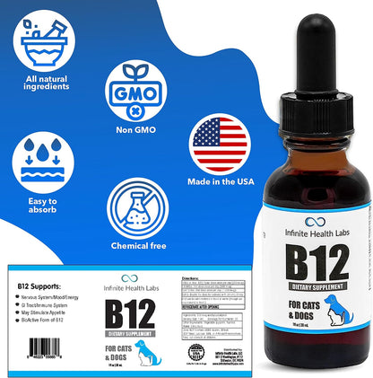 Liquid Vitamin B12 for Dogs and Cats – Vet-Formulated Methylcobalamin – Energy, Appetite & Mood Support
