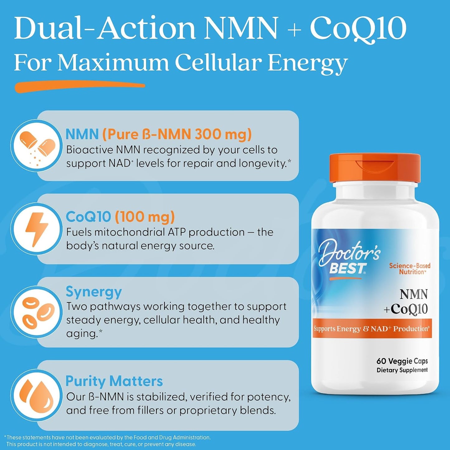 Doctor's Best NMN + CoQ10, 60 Vegan Capsules - görsel 5