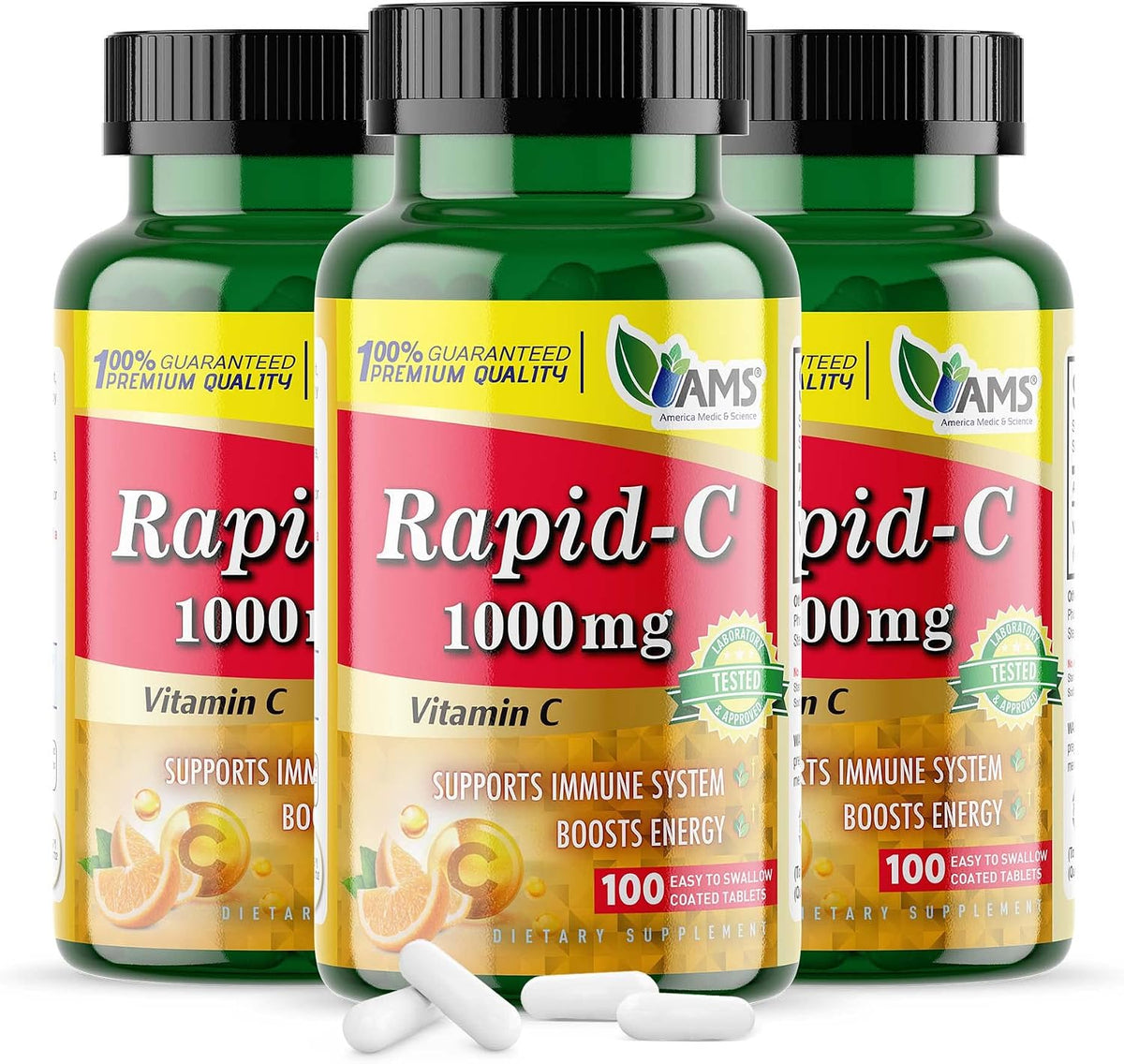 America Medic & Science Rapid-C 500 mg Vitamin C Supplement (100 Tablets) - görsel 8