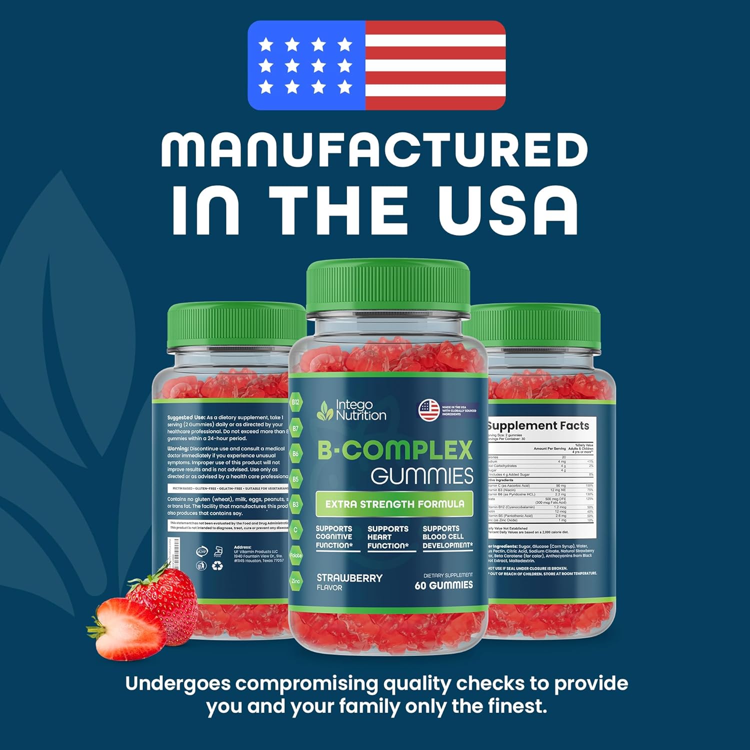 Vitamin B Complex Gummies for Adults, B Complex Supplement with Vitamin A, C, Biotin, Zinc, 60 Gummies - görsel 6