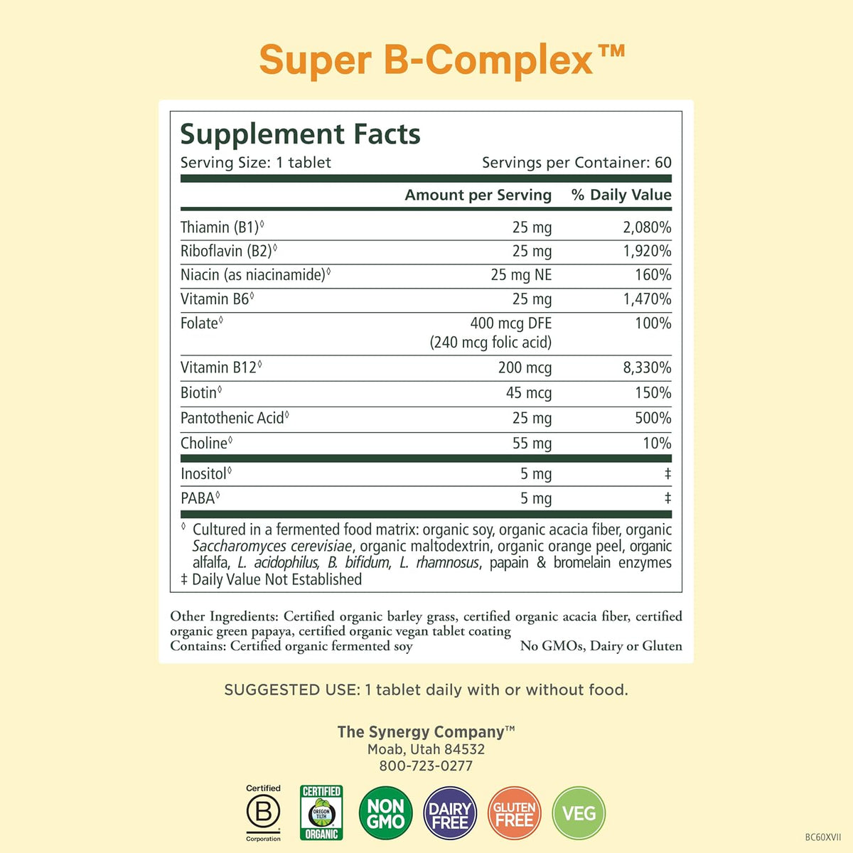 PURE SYNERGY Super B-Complex - 60 Tablets - görsel 2