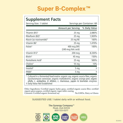 PURE SYNERGY Super B-Complex - 60 Tablets