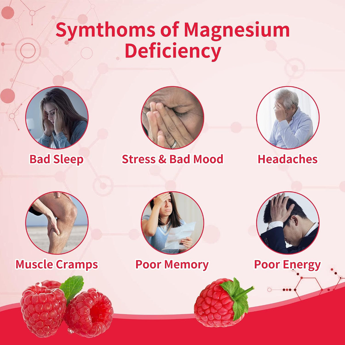 Novomins Nutrition Magnesium Glycinate Gummies 1000mg - Sugar Free Magnesium Potassium Supplement with Vitamin D, B6, CoQ10 for Relaxation & Sleep Support - 90 Raspberry Gummies - görsel 3