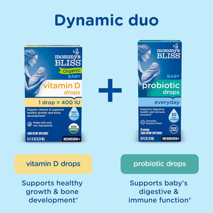 Mommy's Bliss Organic Vitamin D Drops, 400 IU, 3.3 ml (90 Drops)