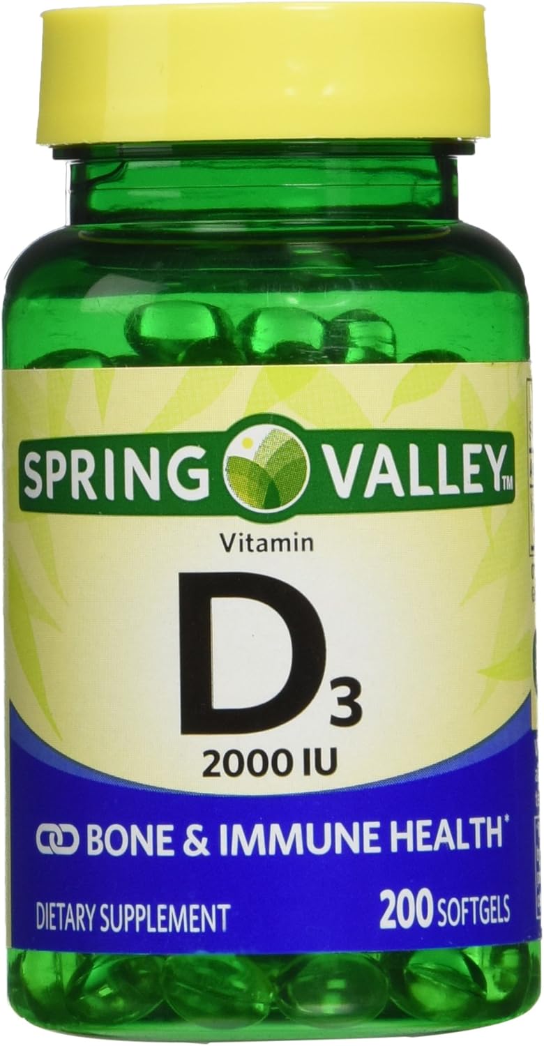 Spring Valley Vitamin D3 2000 IU Softgel Capsules, Twin Pack (400 Capsules Total) - görsel 1