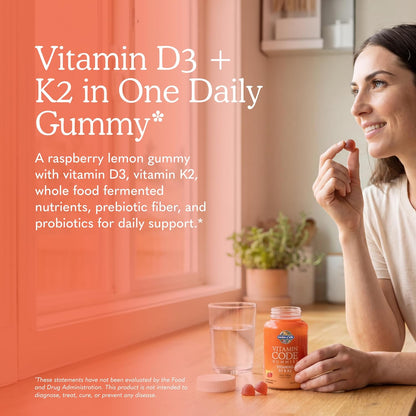 Garden of Life Vitamin Code D3 & K2 Gummies - 45 Gummies, Raspberry Lemon Flavour