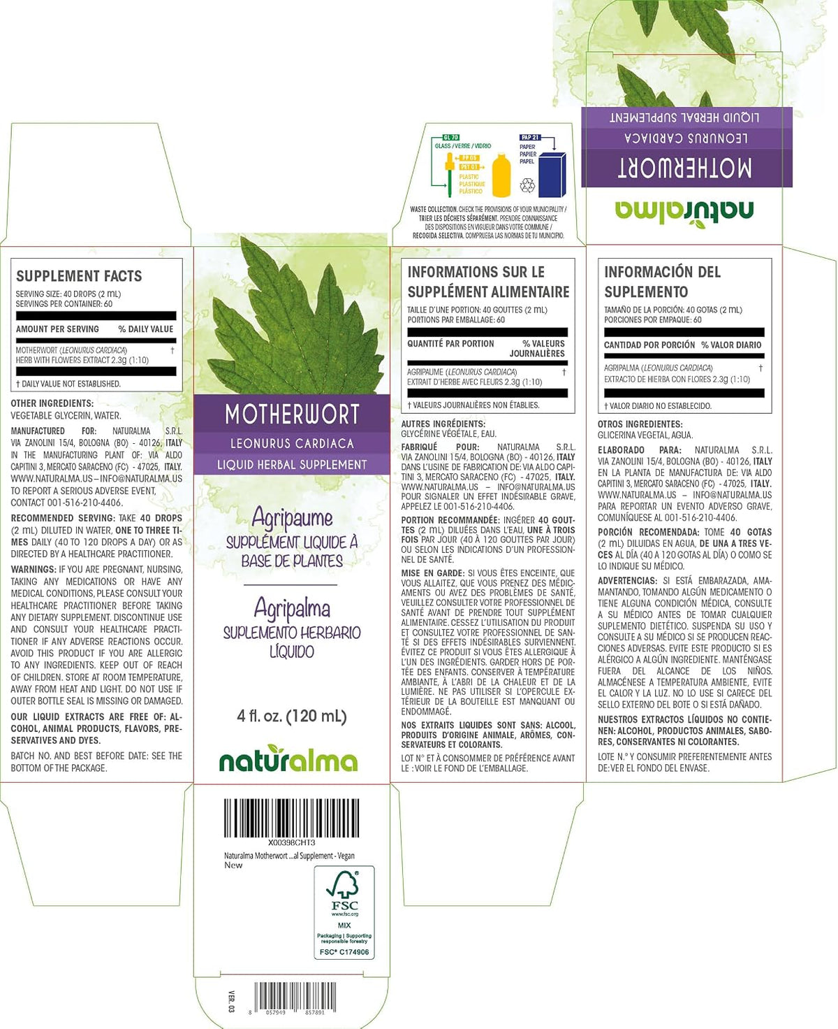 Naturalma Motherwort (Leonurus cardiaca) Herb and Flowers Alcohol-Free Tincture - 120 ml Liquid Extract in Drops - Herbal Supplement - Vegan - görsel 2