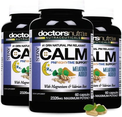 All Natural Night-Time Relief, B-Calm-PM Support with Ashwagandha, Melatonin and More – Supporting a Peaceful Night's Rest – 30 Servings