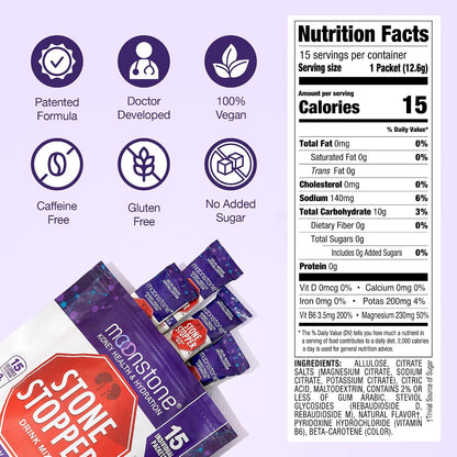 Stone Stopper Drink Mix, Lemonade-Flavoured - Kidney Stone Support Supplement with Alkali Citrate, Developed by Urologists, 15-Day Supply