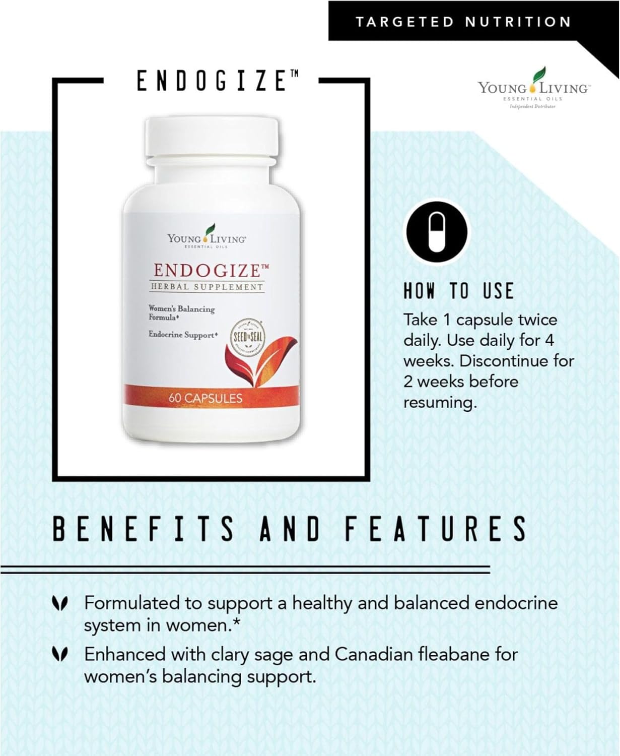 Young Living EndoGize - Hormonal Health Support with Essential Oils, 60 Capsules - görsel 3