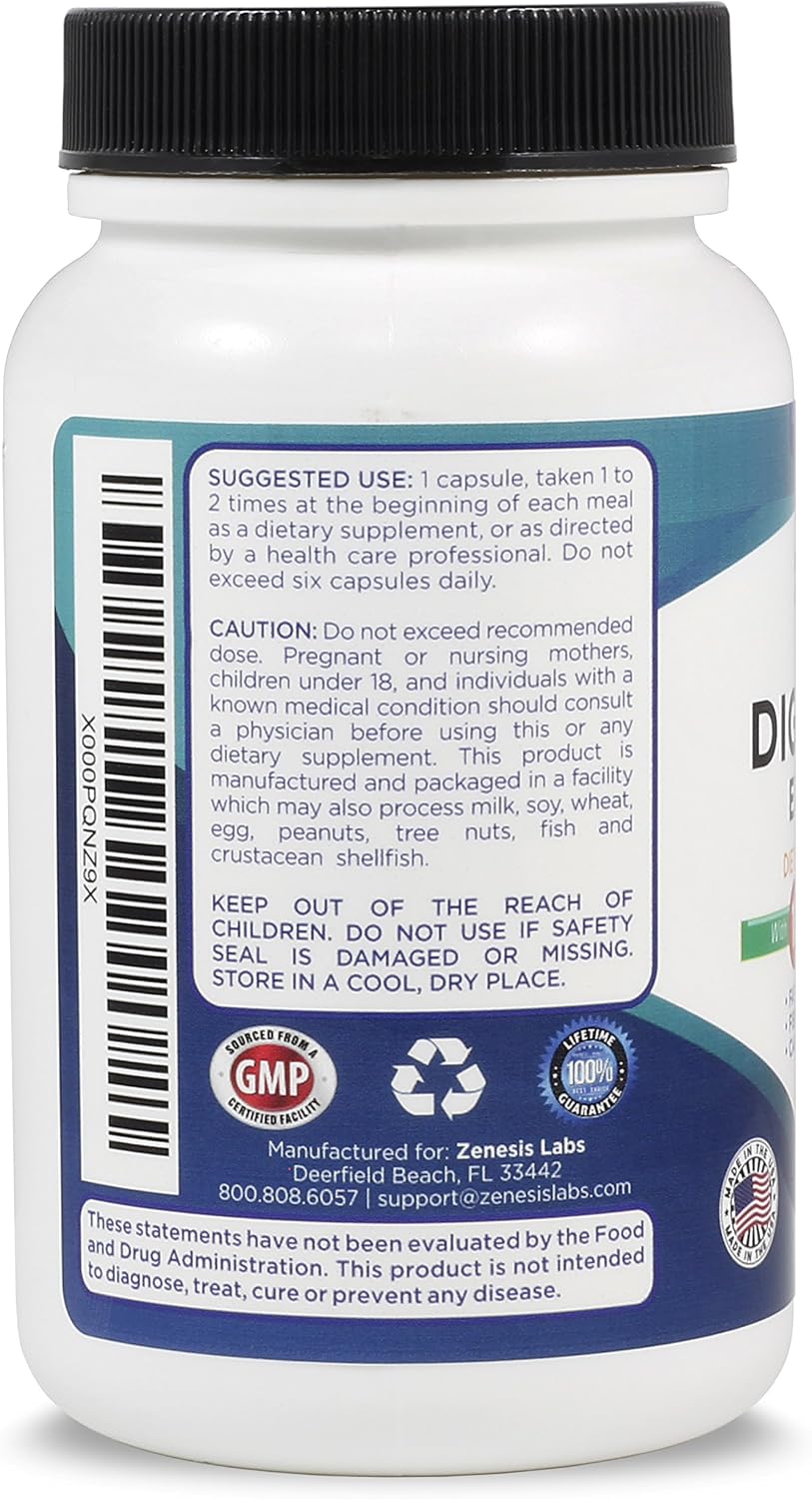Digestive Enzymes - with Amylase, Bromelain, Protease, Lipase & 14 Other Enzymes - 90 Capsules - görsel 3