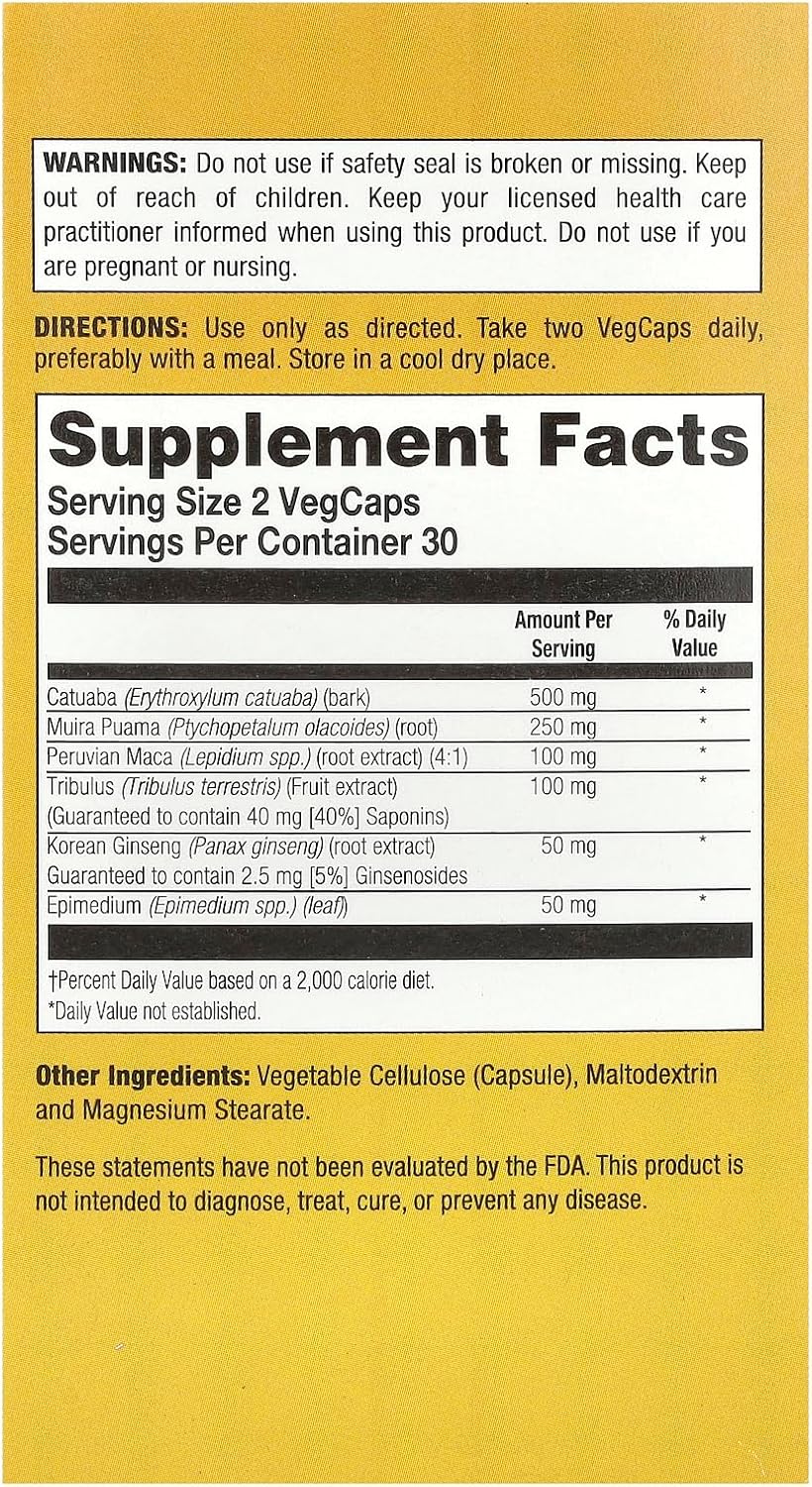 Natural Balance Maximum Potency Catuaba Power Max 500, 60 Veggie Capsules - görsel 2