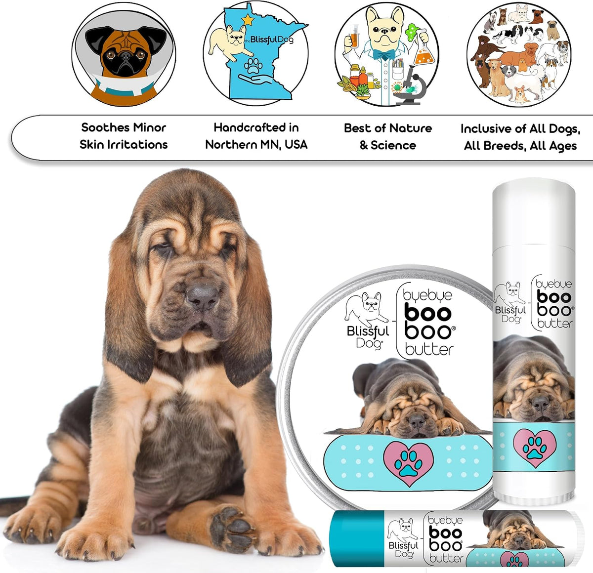 The Blissful Dog 8 oz TIN Bloodhound Booboo Butter - görsel 6