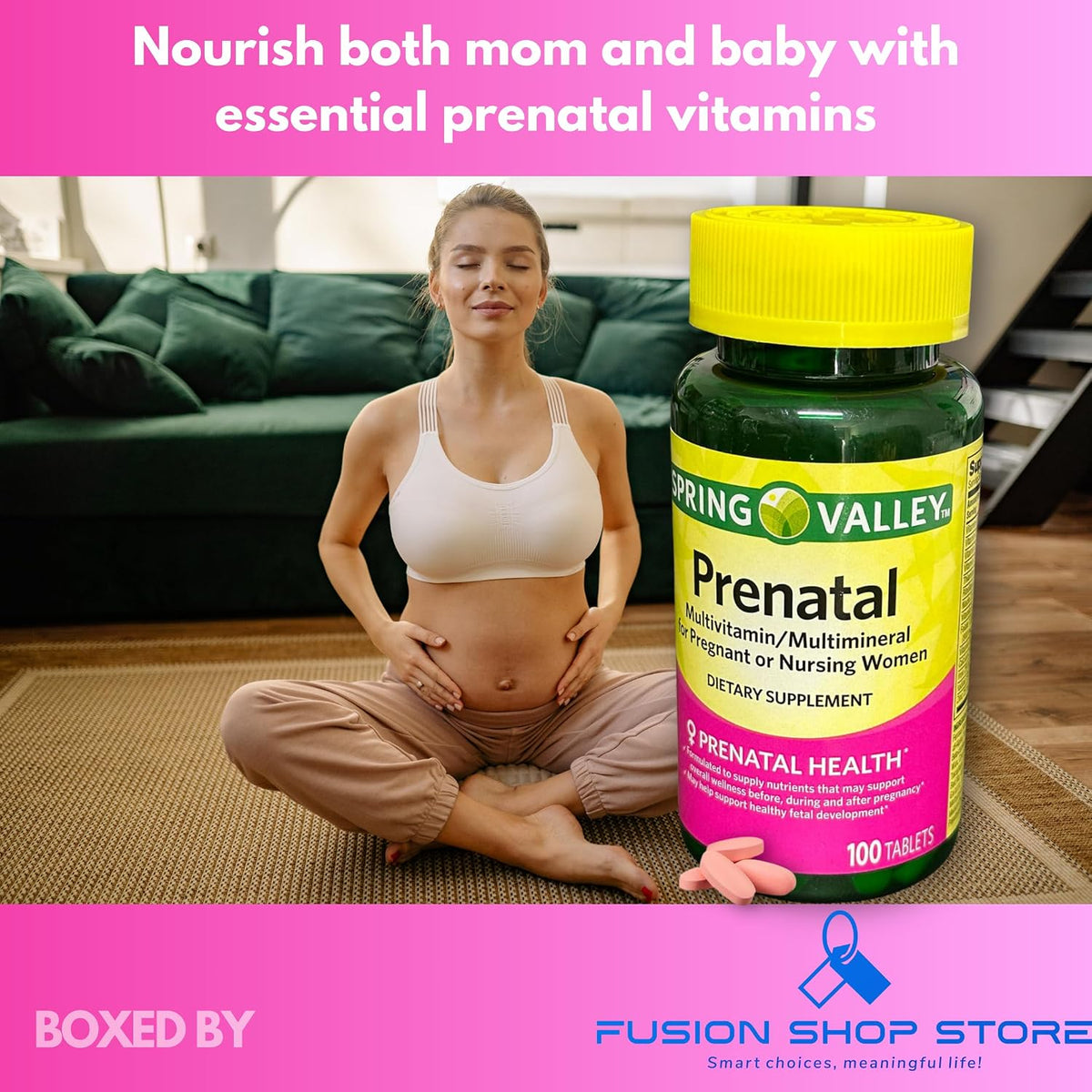 Fusion Shop Store Prenatal Vitamins - Multivitamin for Pregnant & Breastfeeding Women, 100 Tablets - görsel 3