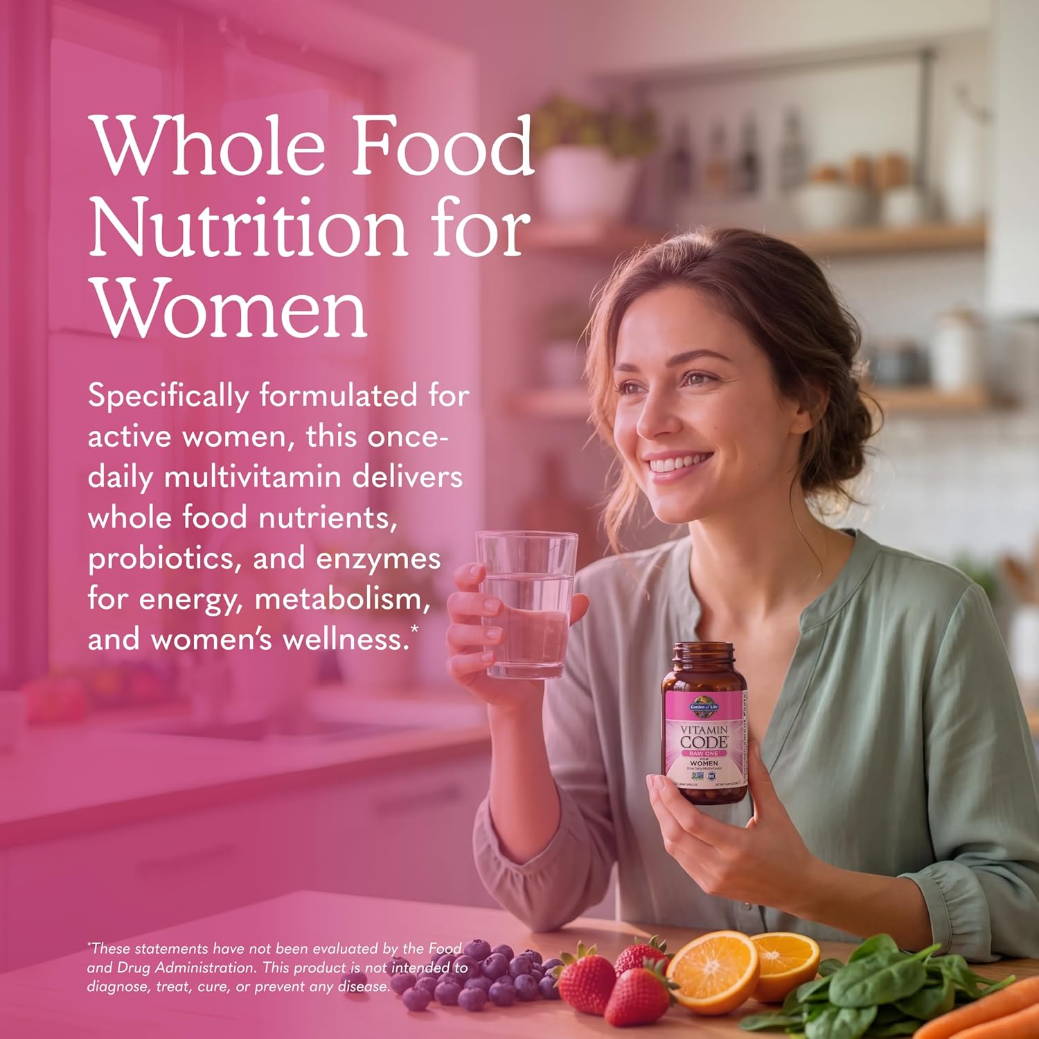 Garden of Life Vitamin Code RAW ONE for Women Once Daily Whole Food Multivitamin with Probiotics, 75 Capsules - görsel 2