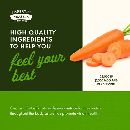 Swanson Beta-Carotene (Vitamin A) 25000 IU - 100 Softgels (4 Pack)