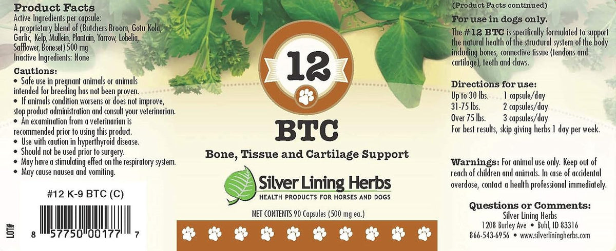 12 Bone Tissue and Cartilage - Natural Herbal Support for Dog's Structural System - 90 Capsules - görsel 2