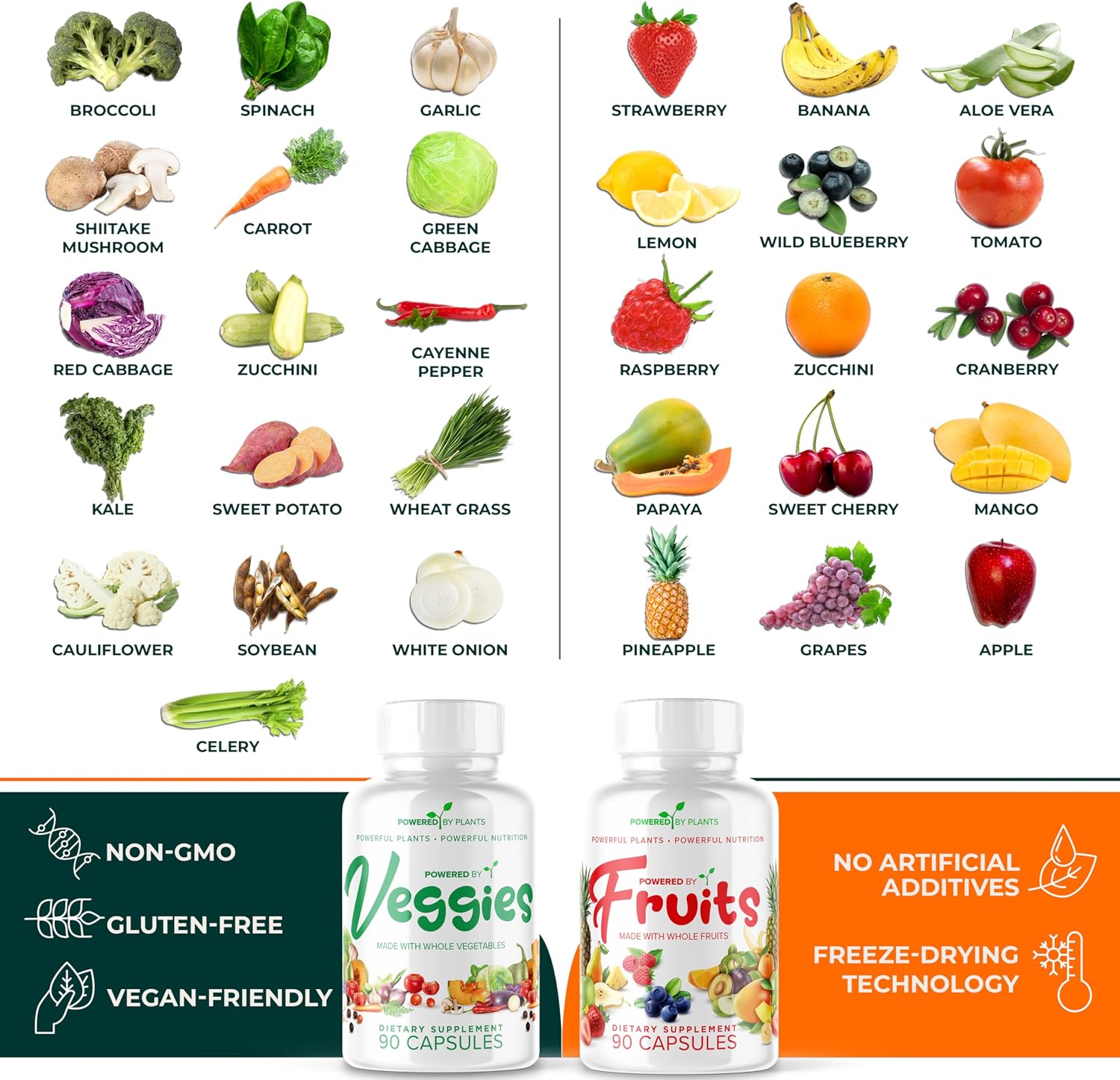Fruits & Veggies Capsules - Natural Superfood Packed with Vitamins & Minerals - Fruit & Vegetable Supplements for Adults Pack of 6, 90 Capsules Each - görsel 4