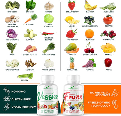 Daily Fruit and Vegetable Supplement – 180 Capsules (30-Day Supply) – 2-Pack