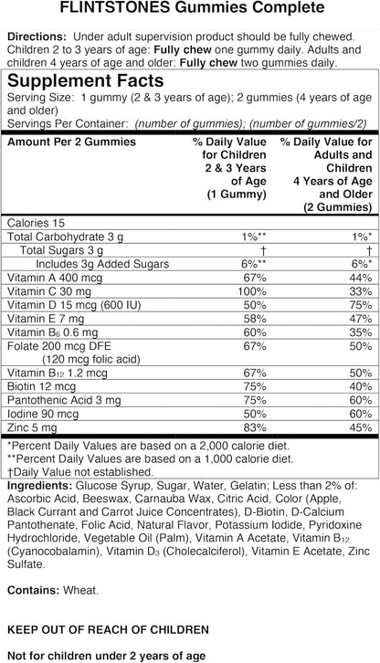 Flintstones Vitamins Complete Gummies, Children's Multivitamin Gummies, 180 Count