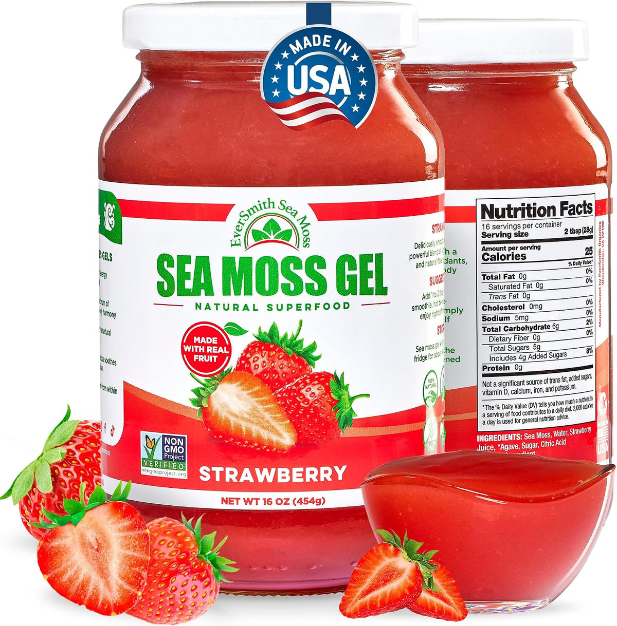 Wildcrafted Irish Sea Moss Gel - Strawberry (1 Jar) - görsel 1