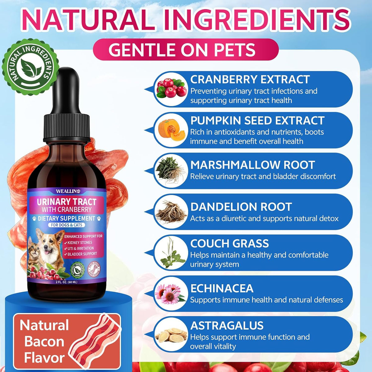 WEALLIN Cat & Dog Natural Urinary Tract Support Drops with Cranberry - görsel 4