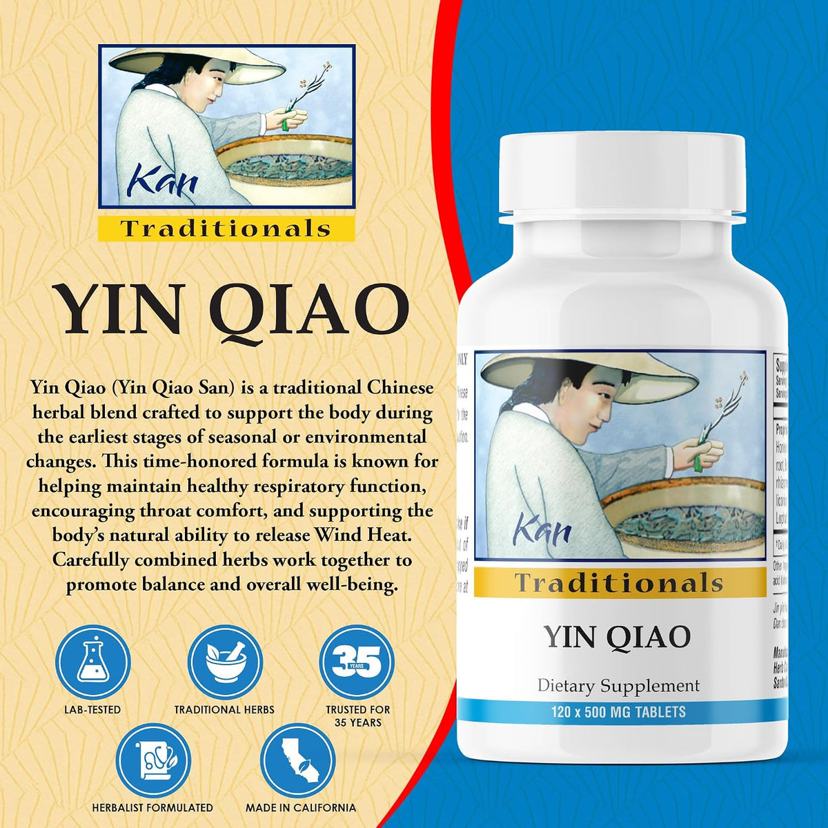Kan Herbs Company Yin Qiao – Traditional Chinese Herbal Formula – 120 Tablets - görsel 2