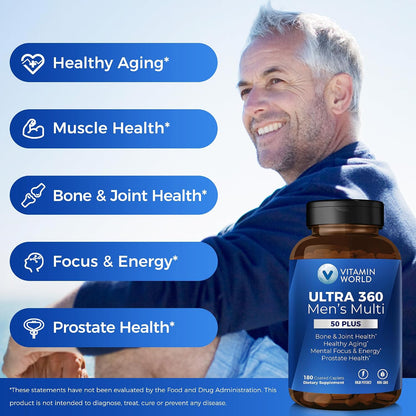 Vitamin World Ultra 360 Multivitamin for Men 50 Plus, 180 Caplets